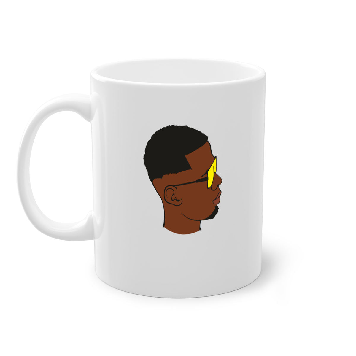 Black man 27# Mug featuring a glossy finish with a colored handle and interior, available in multiple colors and sizes.