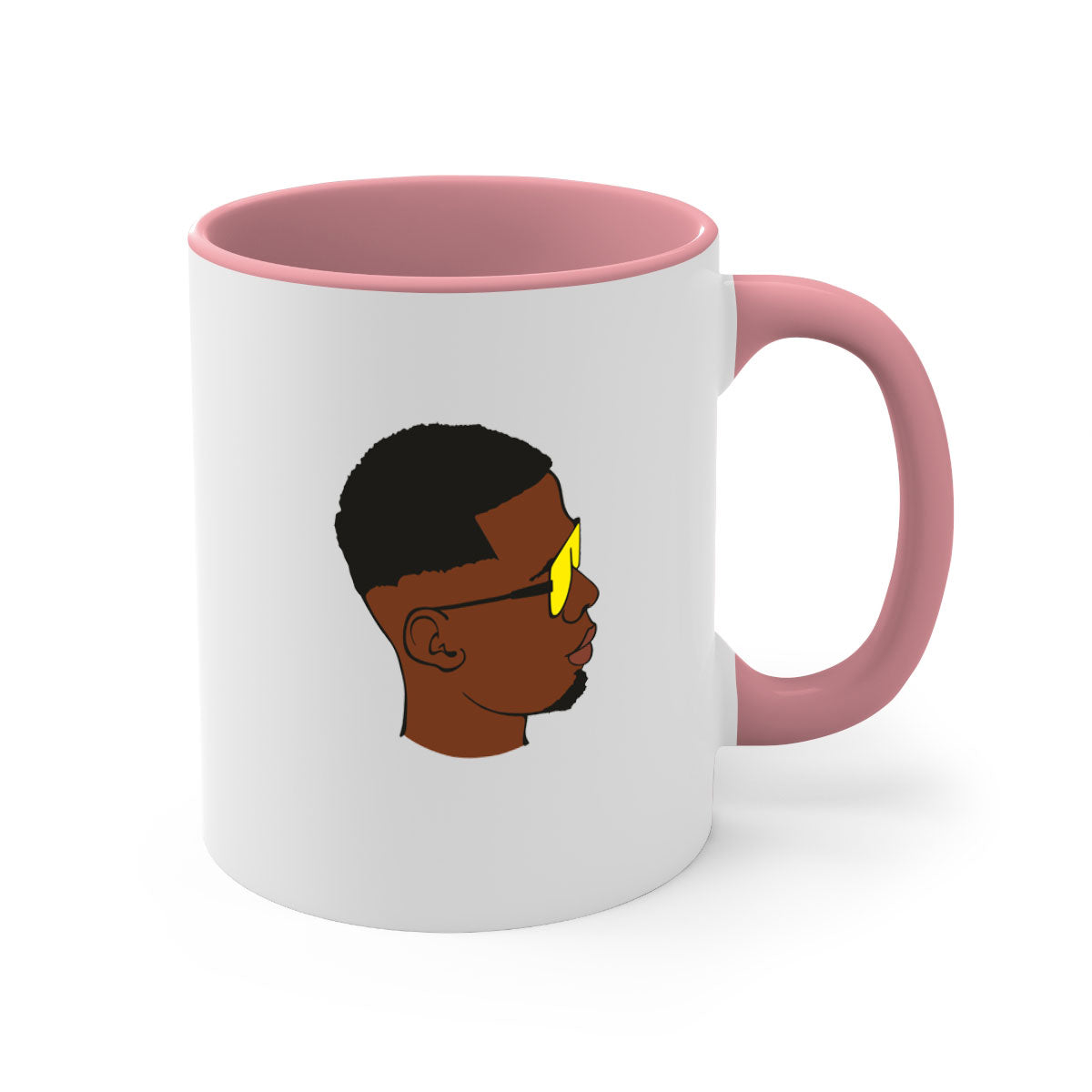 Black man 27# Mug featuring a glossy finish with a colored handle and interior, available in multiple colors and sizes.