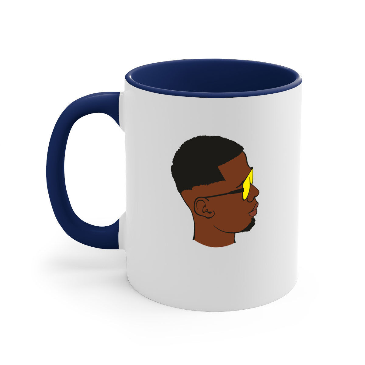 Black man 27# Mug featuring a glossy finish with a colored handle and interior, available in multiple colors and sizes.