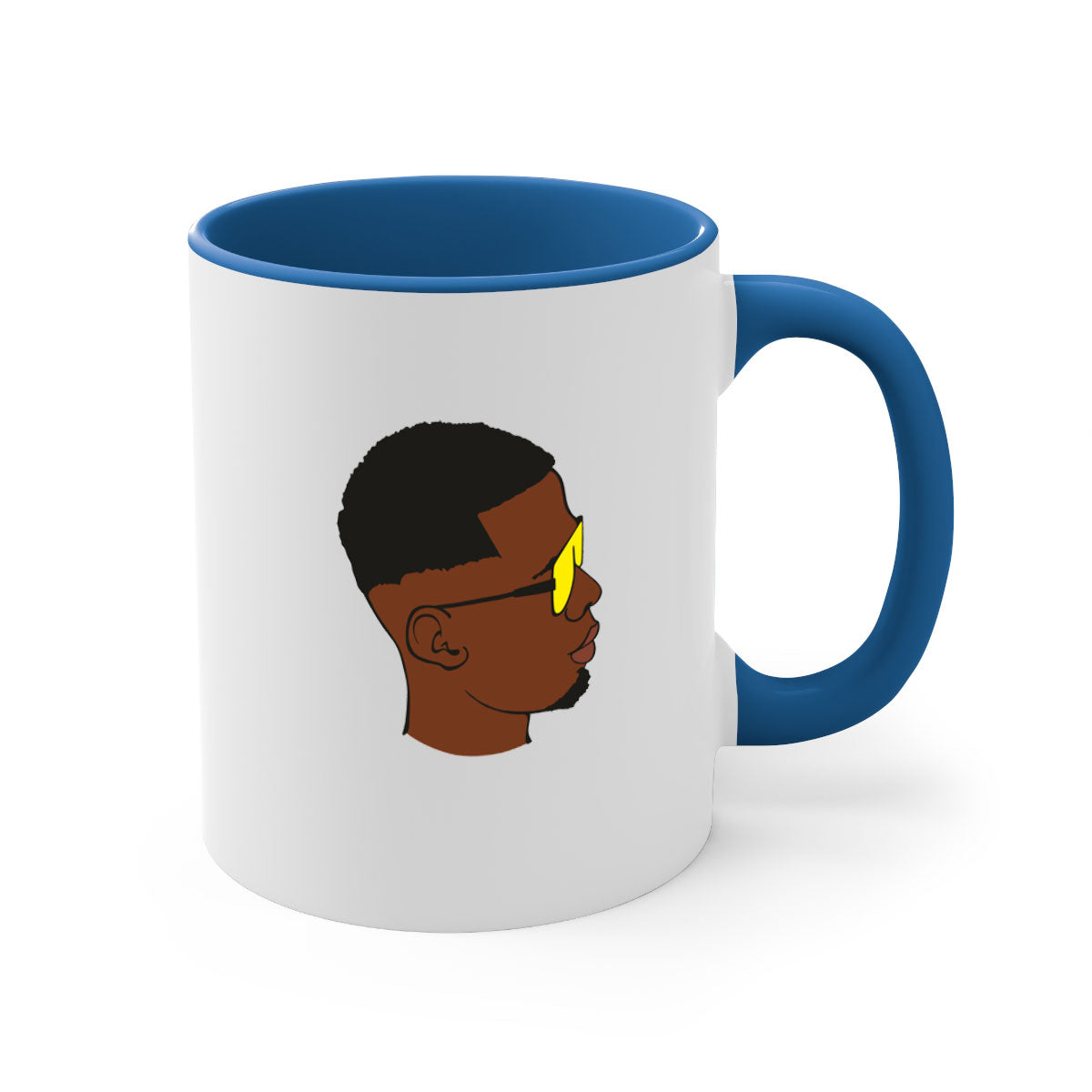 Black man 27# Mug featuring a glossy finish with a colored handle and interior, available in multiple colors and sizes.