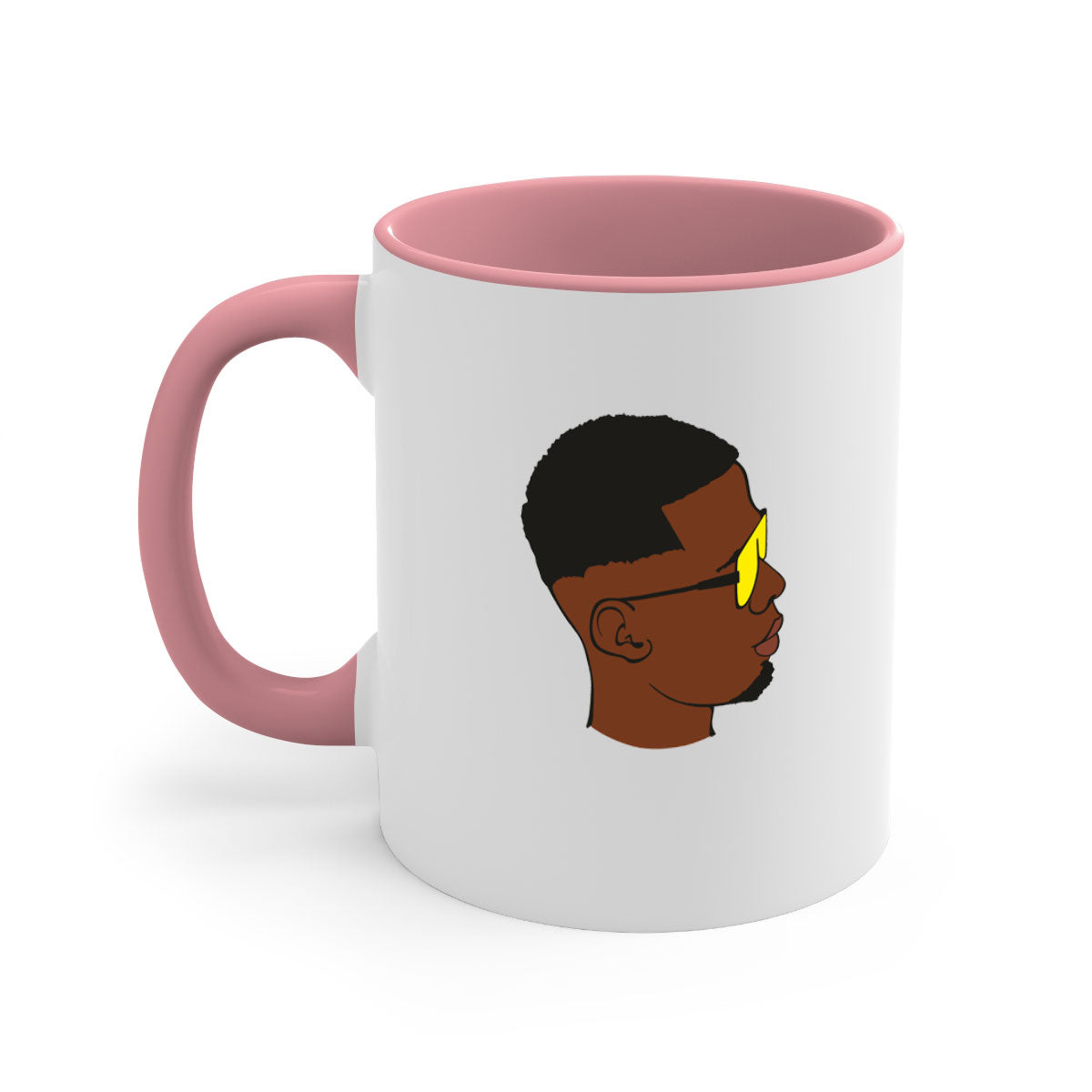 Black man 27# Mug featuring a glossy finish with a colored handle and interior, available in multiple colors and sizes.