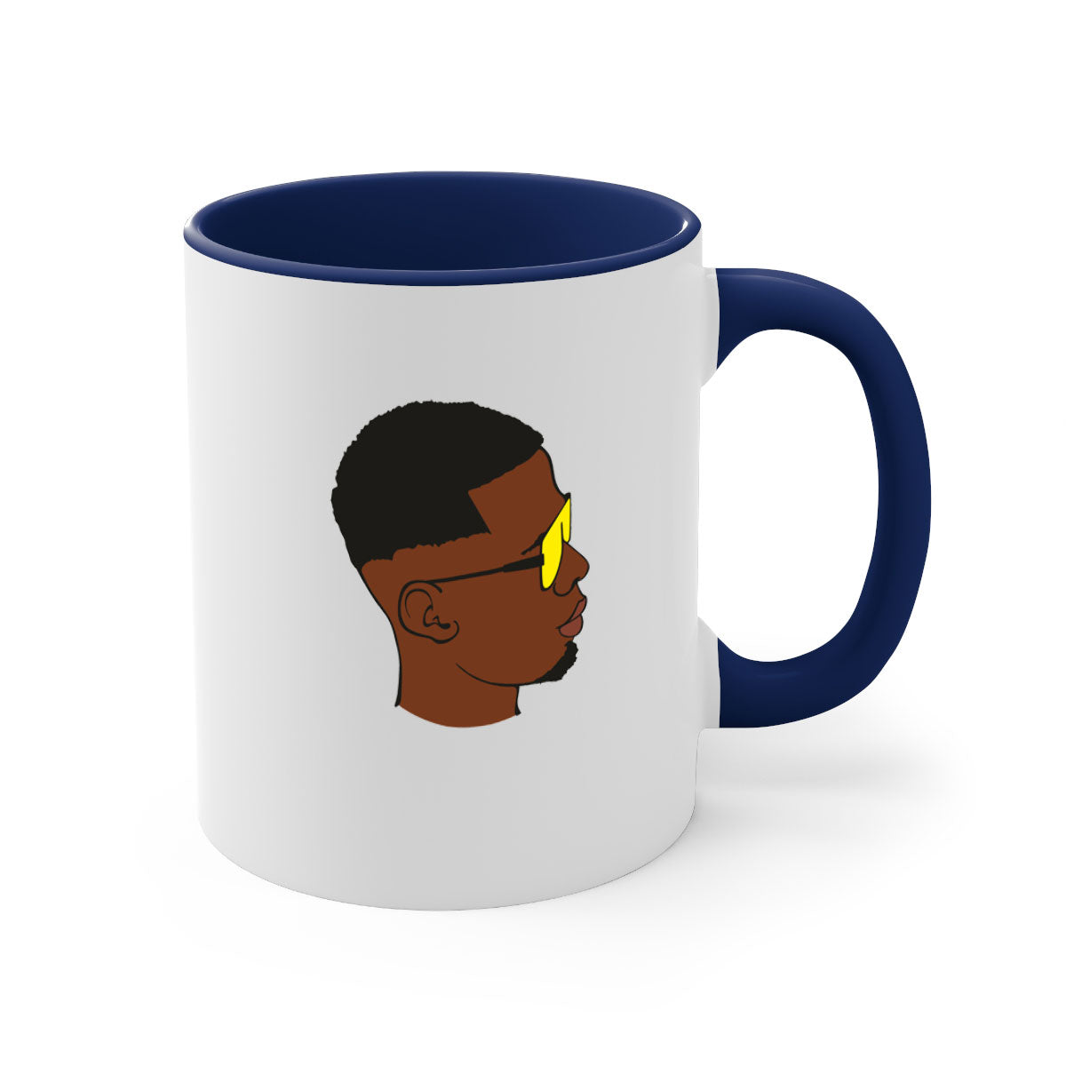 Black man 27# Mug featuring a glossy finish with a colored handle and interior, available in multiple colors and sizes.