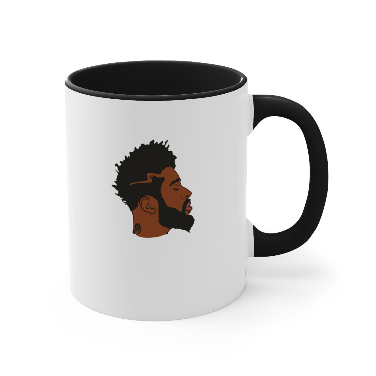 A stylish black man 30# Mug featuring a two-tone design with a colored handle and interior, available in multiple colors and sizes.