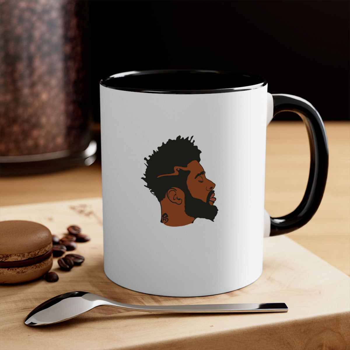 A stylish black man 30# Mug featuring a two-tone design with a colored handle and interior, available in multiple colors and sizes.