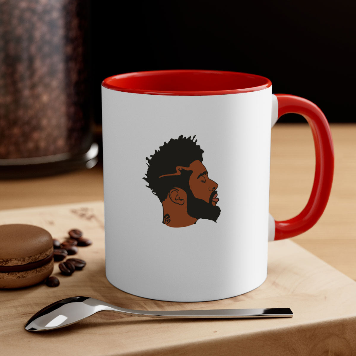 A stylish black man 30# Mug featuring a two-tone design with a colored handle and interior, available in multiple colors and sizes.