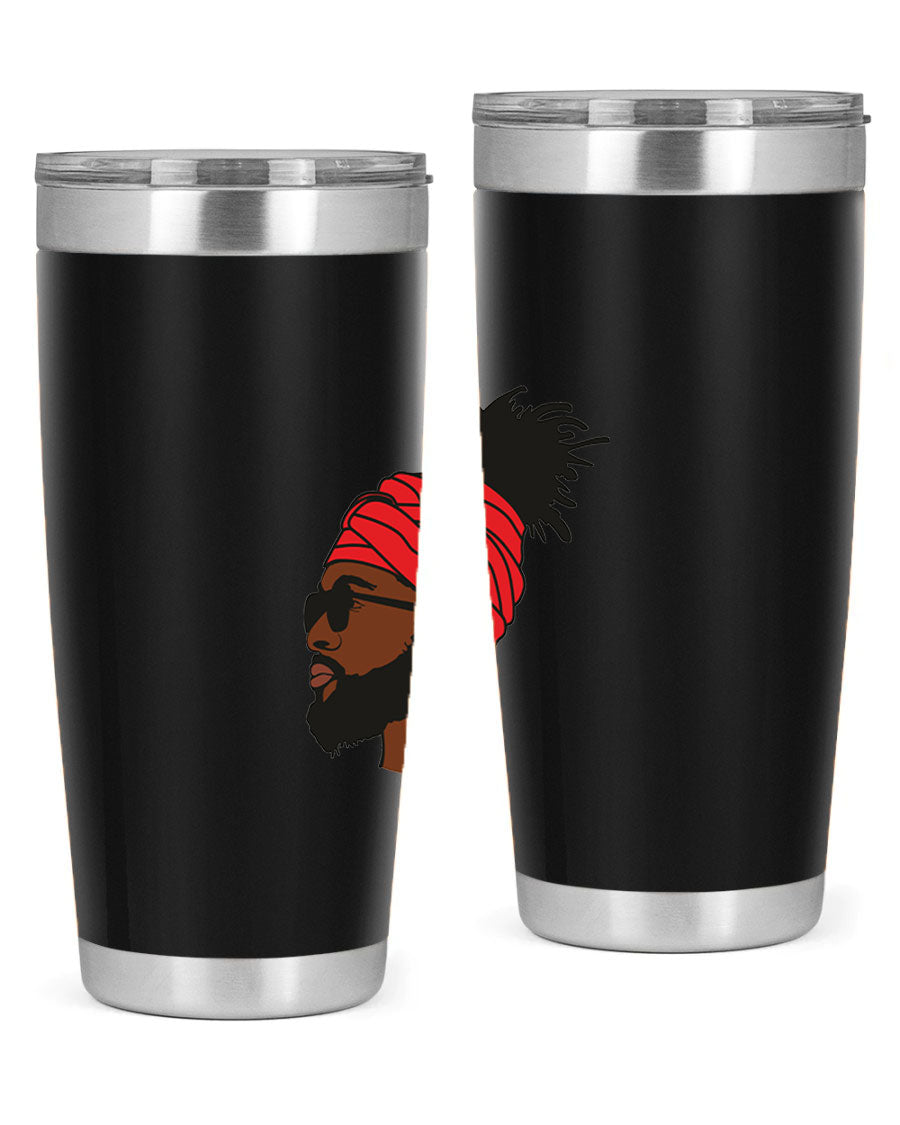 Black man 31# tumbler, 20oz double wall vacuum stainless steel with copper lining, featuring a drink-thru lid.