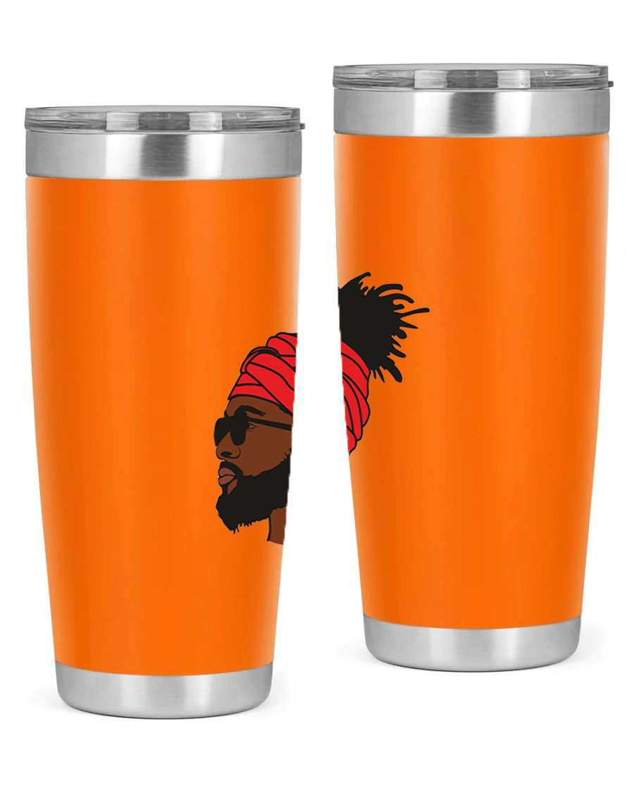 Black man 31# tumbler, 20oz double wall vacuum stainless steel with copper lining, featuring a drink-thru lid.