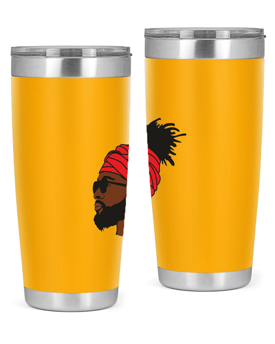 Black man 31# tumbler, 20oz double wall vacuum stainless steel with copper lining, featuring a drink-thru lid.