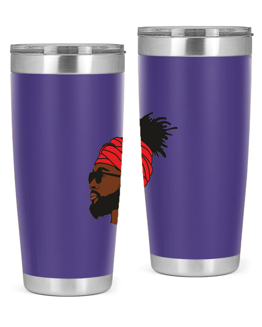 Black man 31# tumbler, 20oz double wall vacuum stainless steel with copper lining, featuring a drink-thru lid.