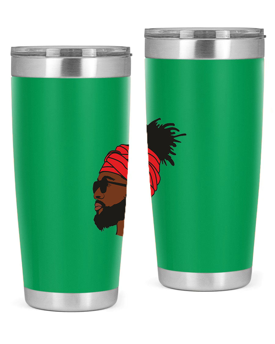 Black man 31# tumbler, 20oz double wall vacuum stainless steel with copper lining, featuring a drink-thru lid.