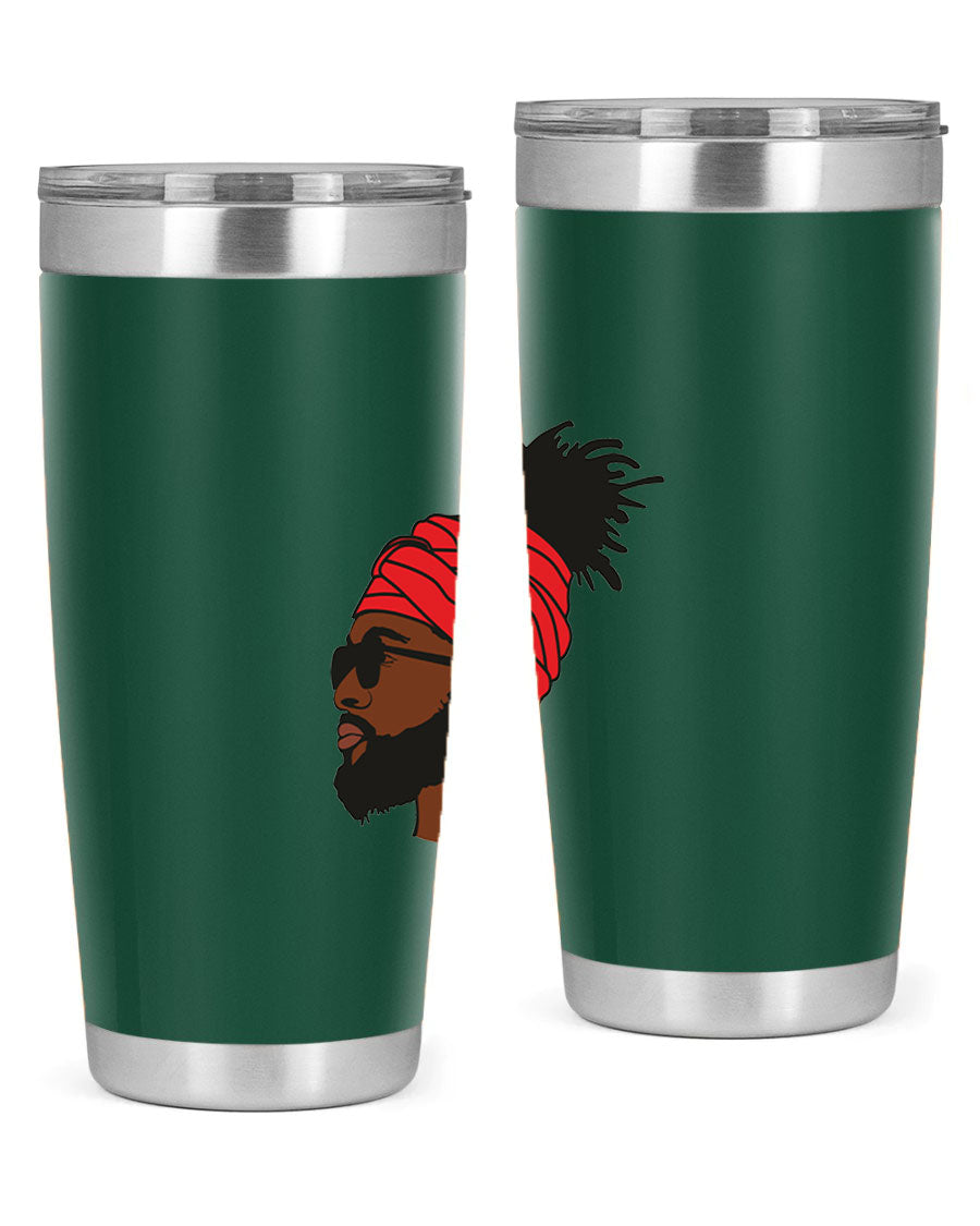 Black man 31# tumbler, 20oz double wall vacuum stainless steel with copper lining, featuring a drink-thru lid.