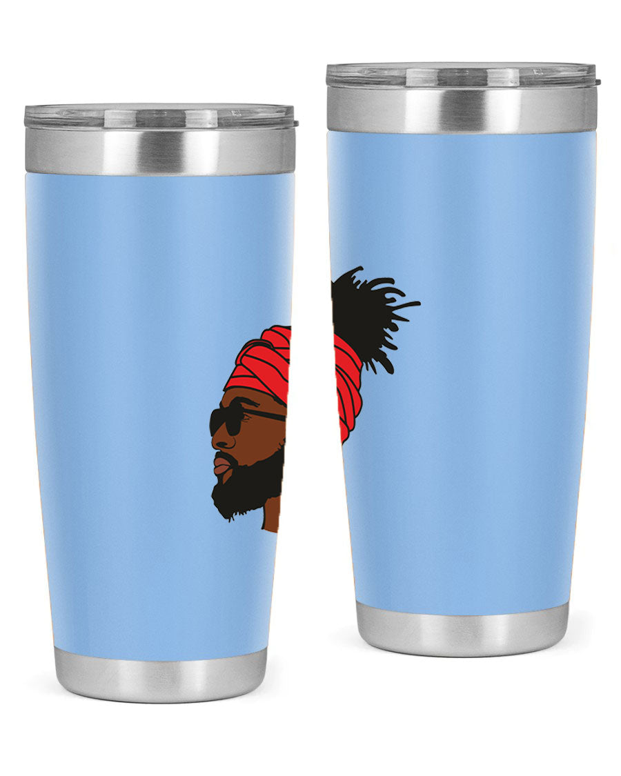 Black man 31# tumbler, 20oz double wall vacuum stainless steel with copper lining, featuring a drink-thru lid.