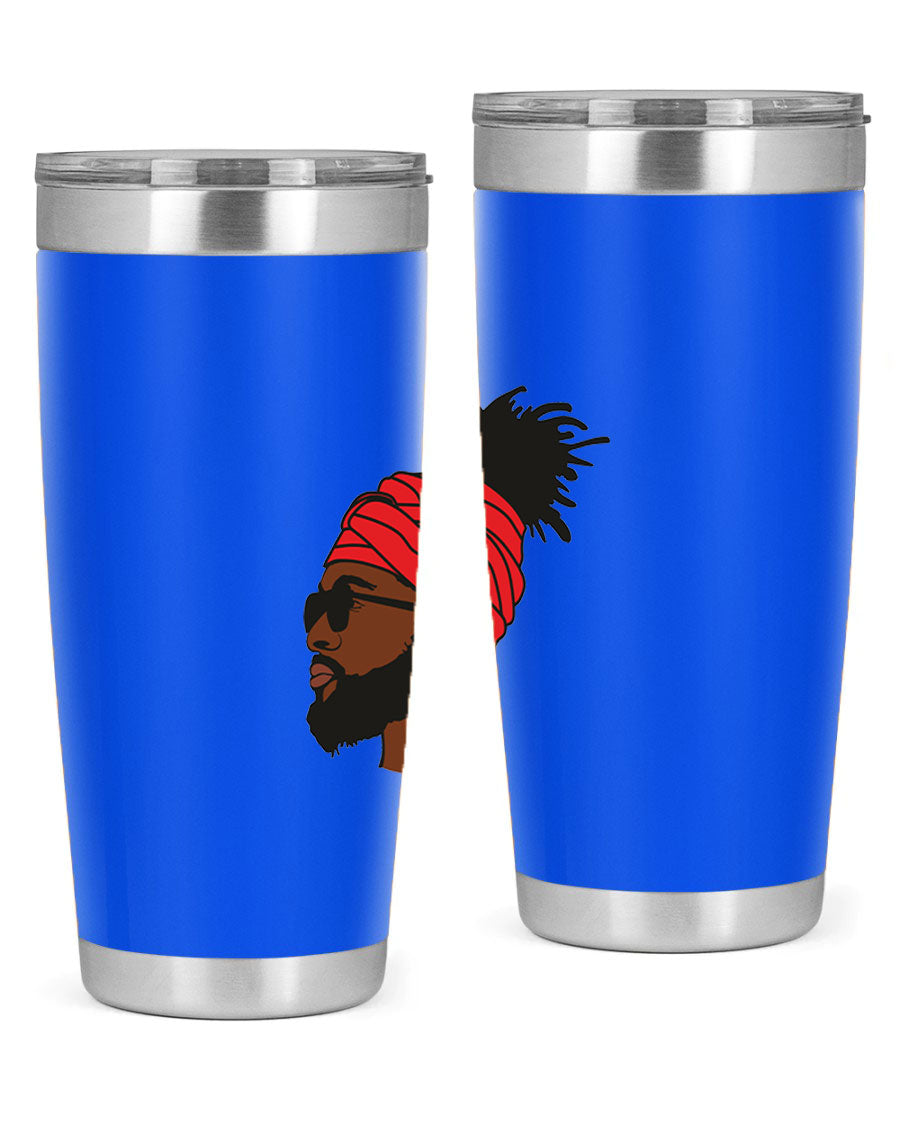 Black man 31# tumbler, 20oz double wall vacuum stainless steel with copper lining, featuring a drink-thru lid.