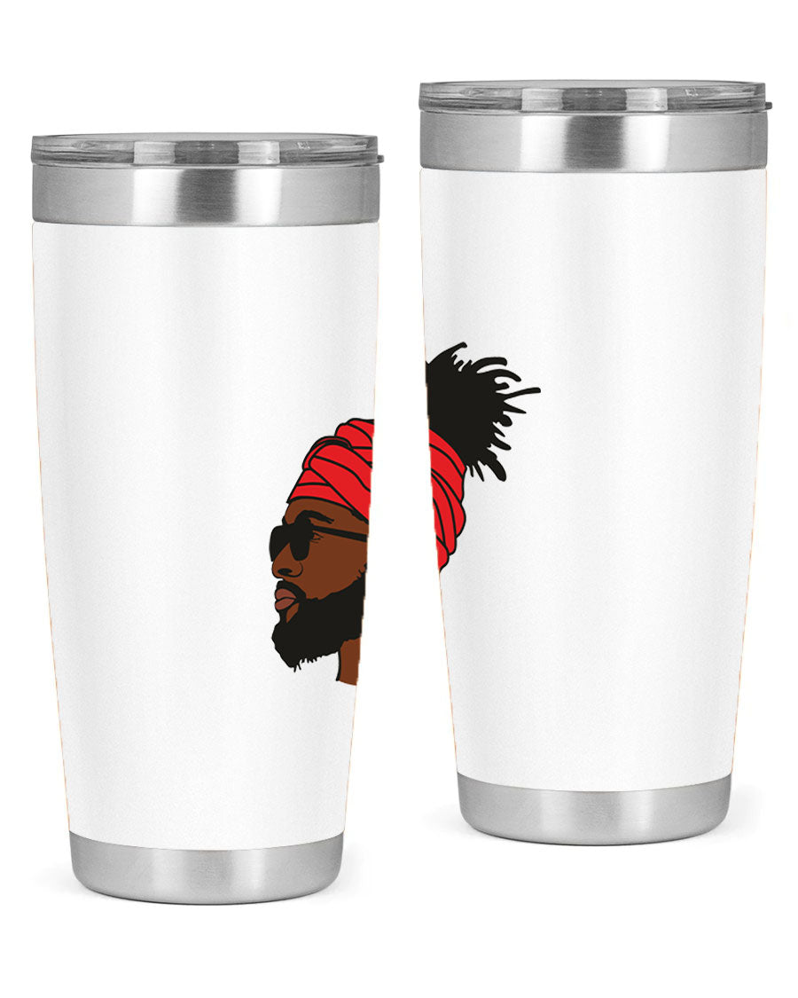 Black man 31# tumbler, 20oz double wall vacuum stainless steel with copper lining, featuring a drink-thru lid.