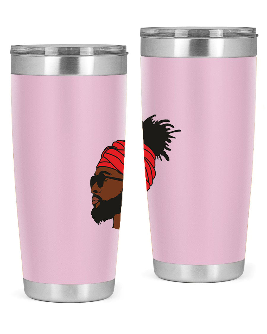 Black man 31# tumbler, 20oz double wall vacuum stainless steel with copper lining, featuring a drink-thru lid.