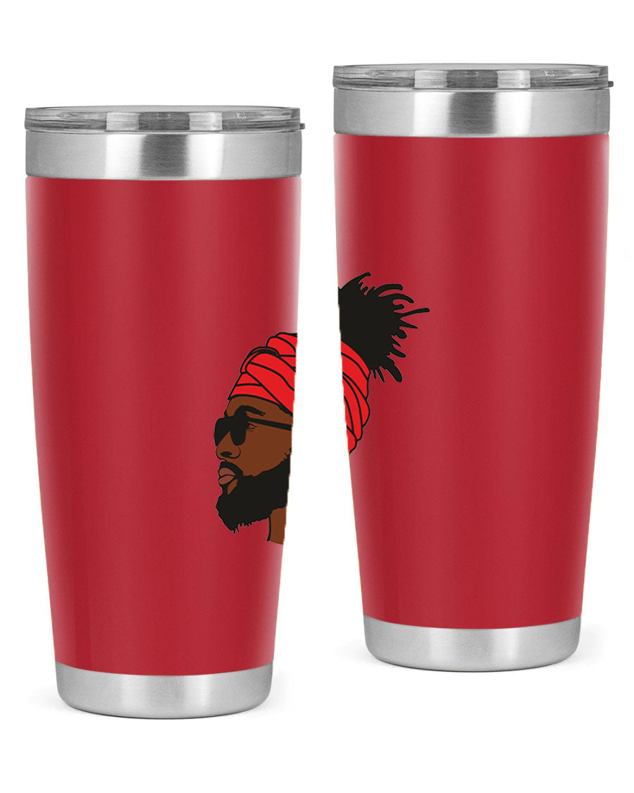 Black man 31# tumbler, 20oz double wall vacuum stainless steel with copper lining, featuring a drink-thru lid.