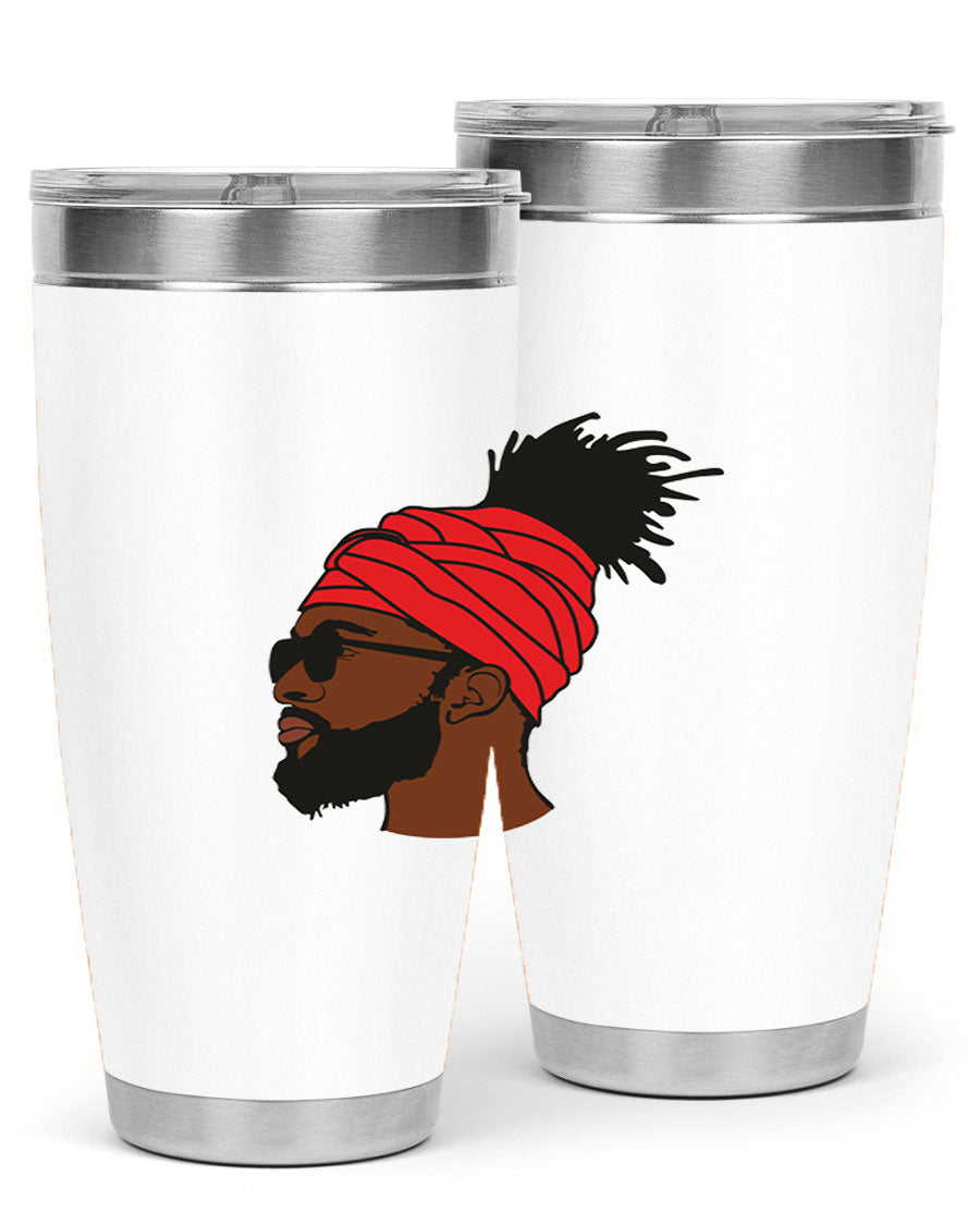 Black man 31# tumbler, 20oz double wall vacuum stainless steel with copper lining, featuring a drink-thru lid.