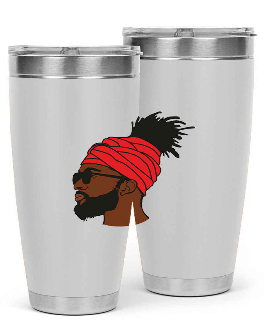 Black man 31# tumbler, 20oz double wall vacuum stainless steel with copper lining, featuring a drink-thru lid.