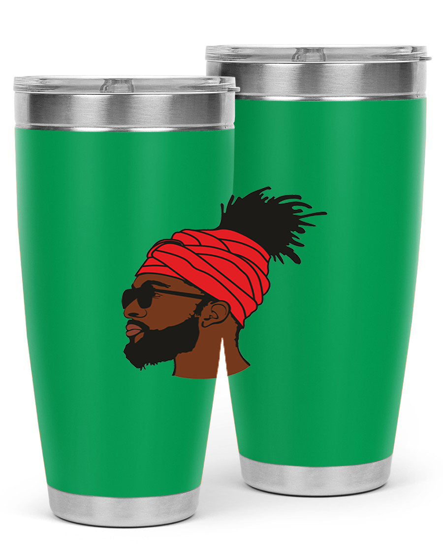 Black man 31# tumbler, 20oz double wall vacuum stainless steel with copper lining, featuring a drink-thru lid.