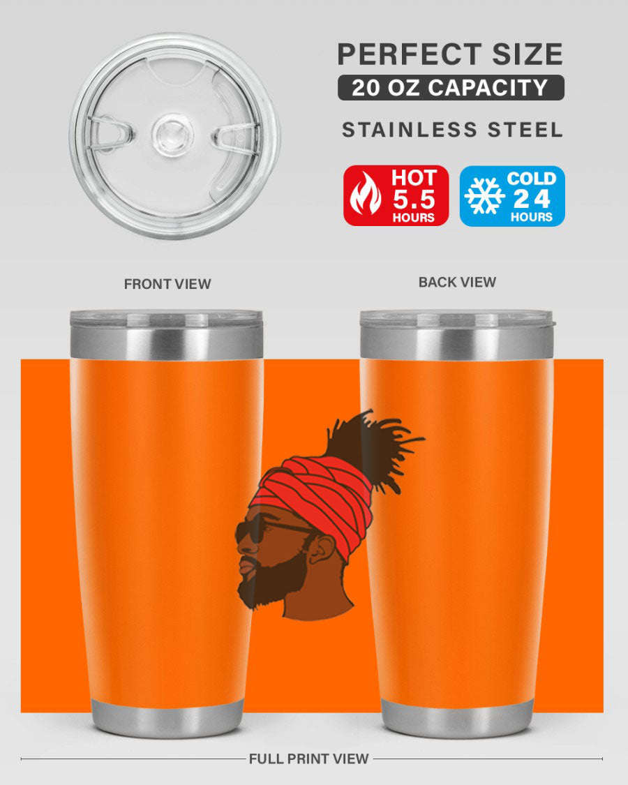 Black man 31# tumbler, 20oz double wall vacuum stainless steel with copper lining, featuring a drink-thru lid.