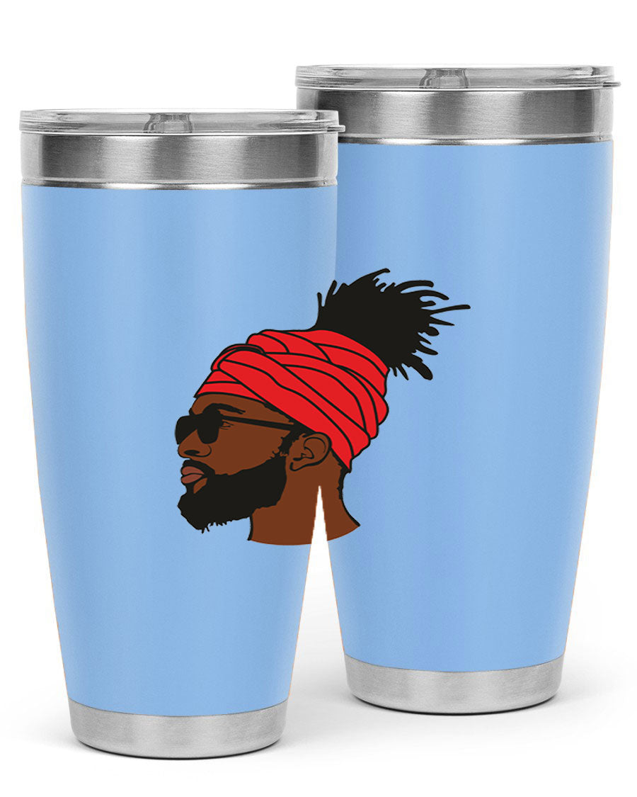 Black man 31# tumbler, 20oz double wall vacuum stainless steel with copper lining, featuring a drink-thru lid.