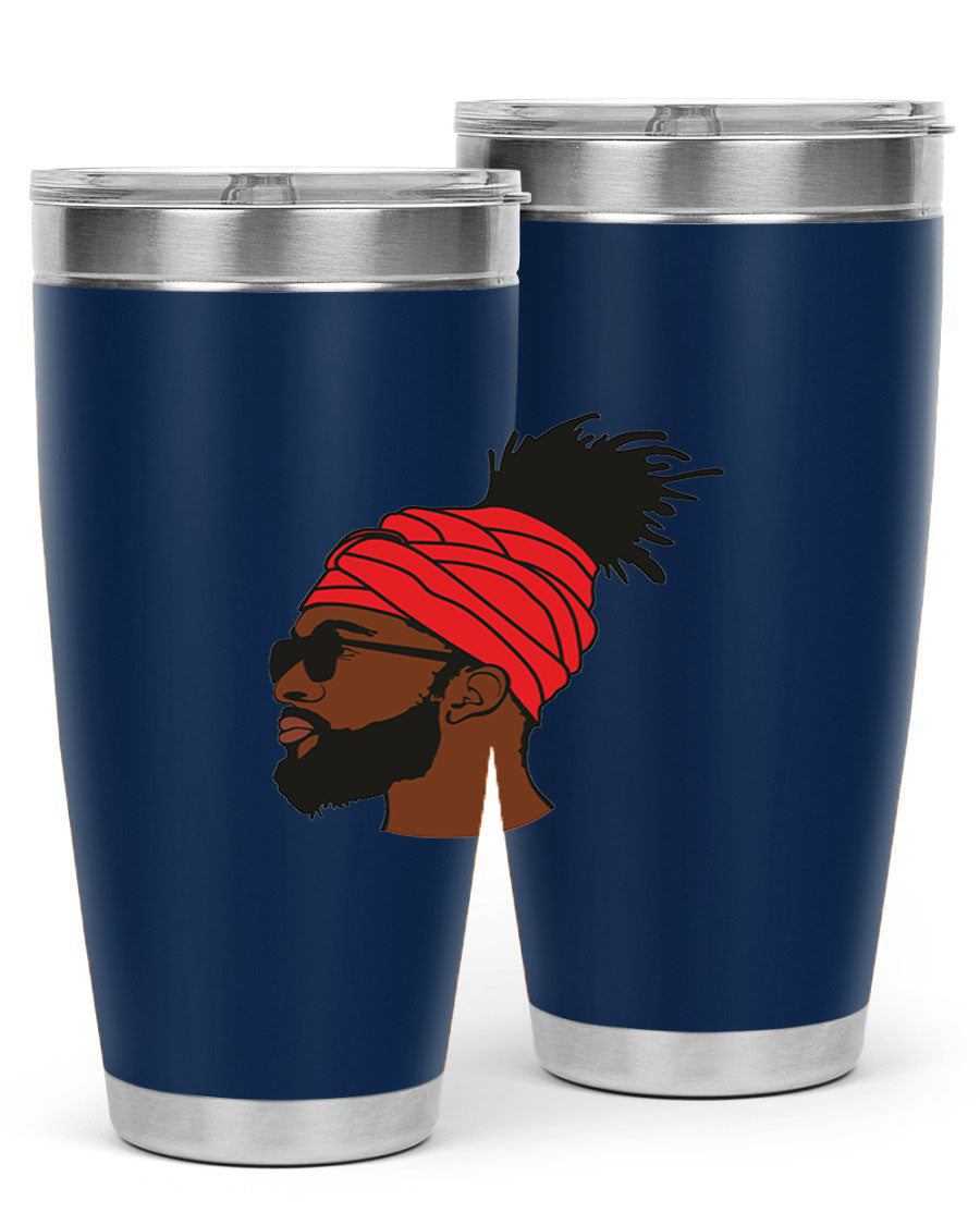 Black man 31# tumbler, 20oz double wall vacuum stainless steel with copper lining, featuring a drink-thru lid.