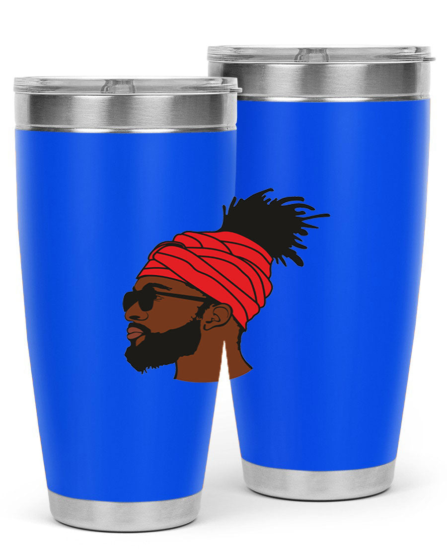 Black man 31# tumbler, 20oz double wall vacuum stainless steel with copper lining, featuring a drink-thru lid.