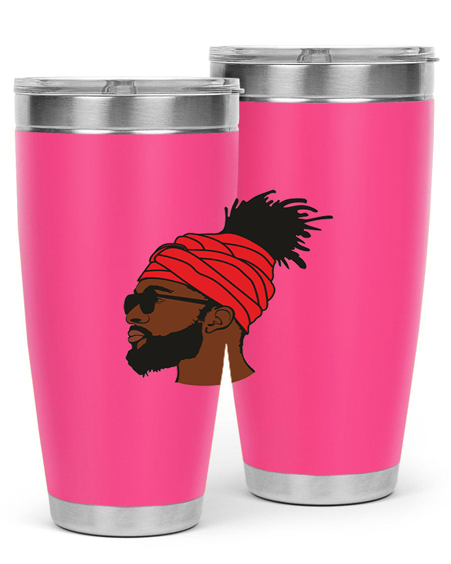 Black man 31# tumbler, 20oz double wall vacuum stainless steel with copper lining, featuring a drink-thru lid.