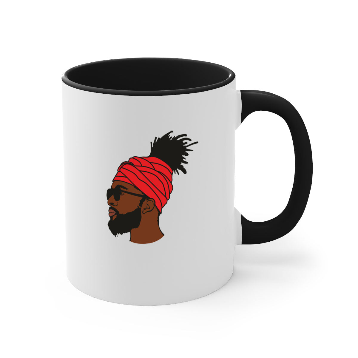 Black man 31# Mug featuring a two-tone design with a colored handle and interior, available in multiple colors and sizes.