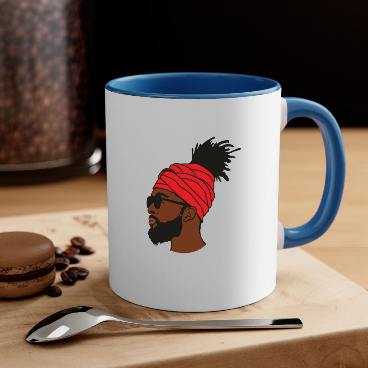 Black man 31# Mug featuring a two-tone design with a colored handle and interior, available in multiple colors and sizes.