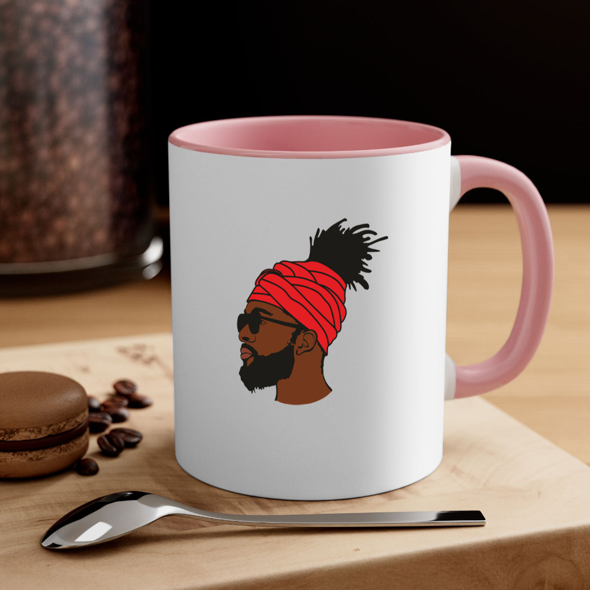 Black man 31# Mug featuring a two-tone design with a colored handle and interior, available in multiple colors and sizes.