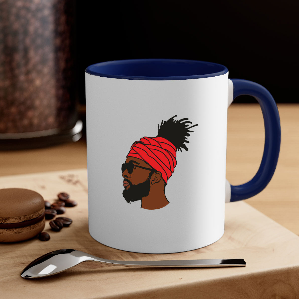 Black man 31# Mug featuring a two-tone design with a colored handle and interior, available in multiple colors and sizes.