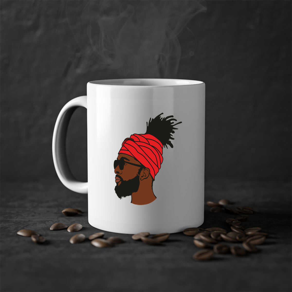 Black man 31# Mug featuring a two-tone design with a colored handle and interior, available in multiple colors and sizes.