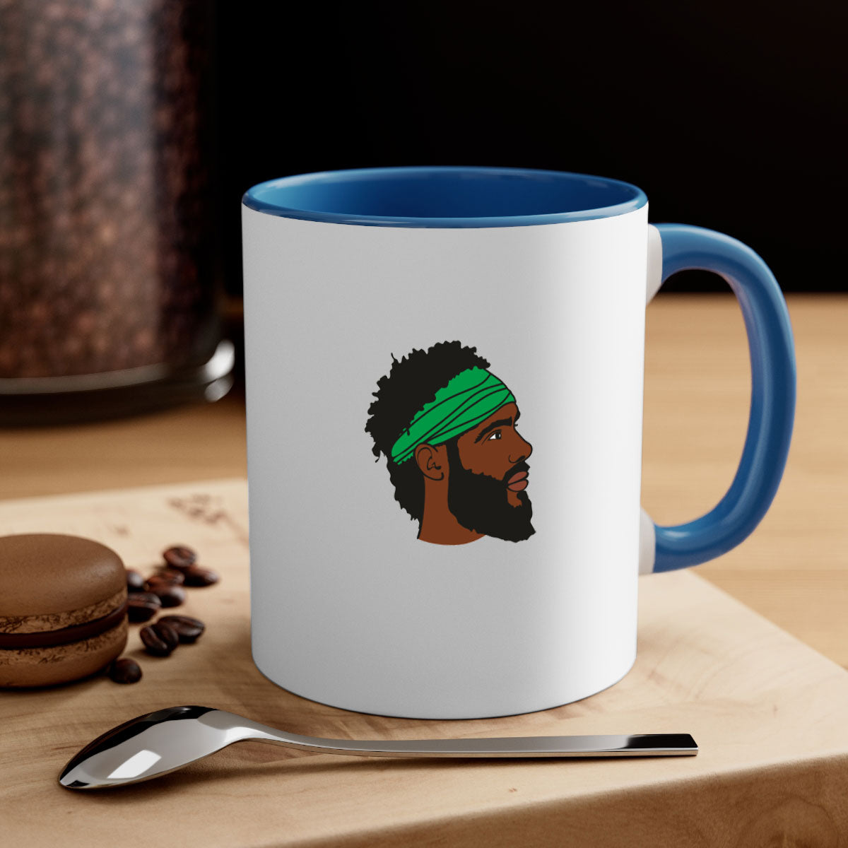 Black man 32# Mug featuring a two-tone design with a colored handle and interior, available in multiple colors and sizes.