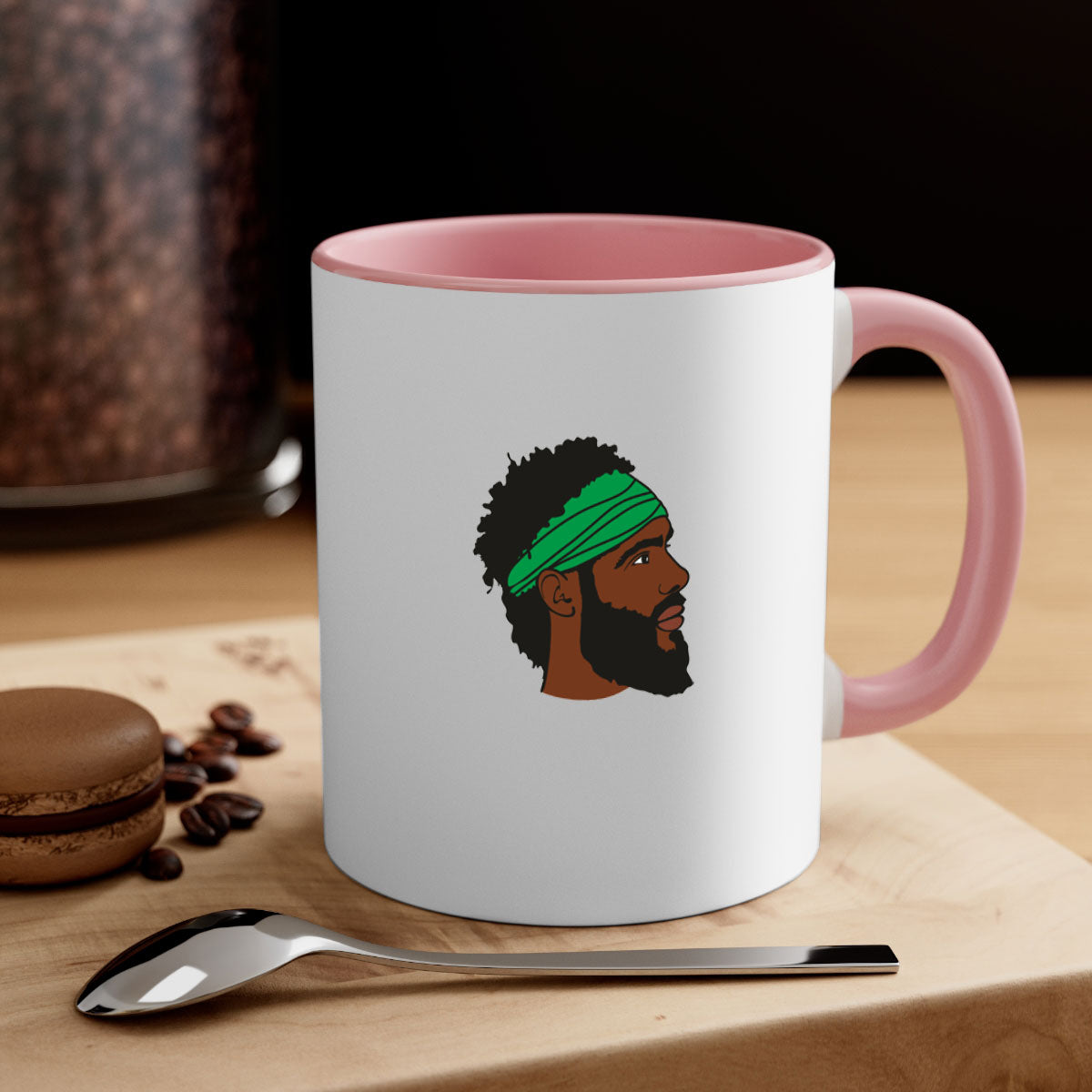 Black man 32# Mug featuring a two-tone design with a colored handle and interior, available in multiple colors and sizes.