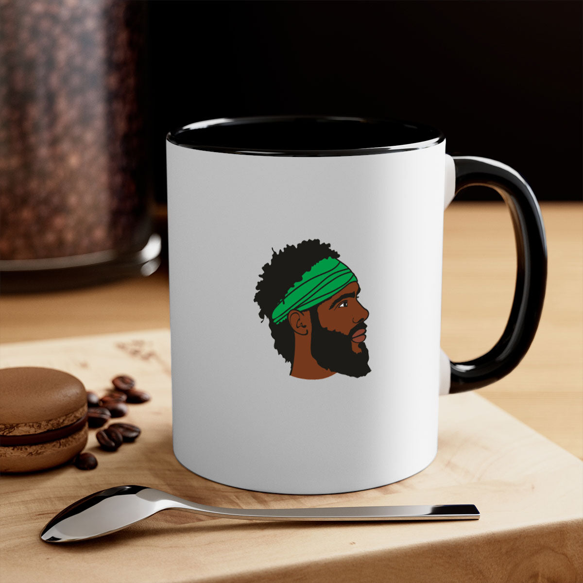 Black man 32# Mug featuring a two-tone design with a colored handle and interior, available in multiple colors and sizes.