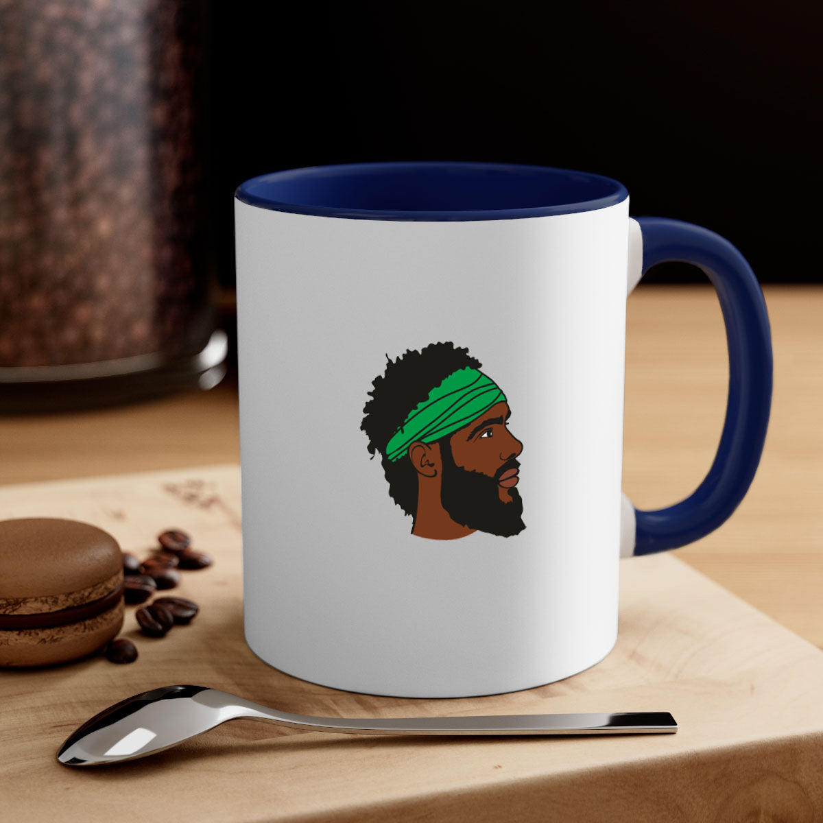 Black man 32# Mug featuring a two-tone design with a colored handle and interior, available in multiple colors and sizes.