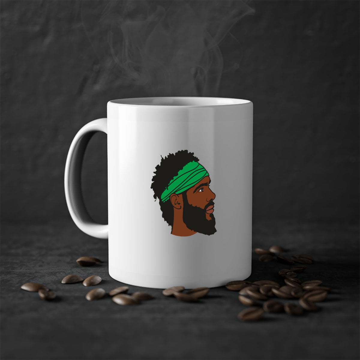 Black man 32# Mug featuring a two-tone design with a colored handle and interior, available in multiple colors and sizes.