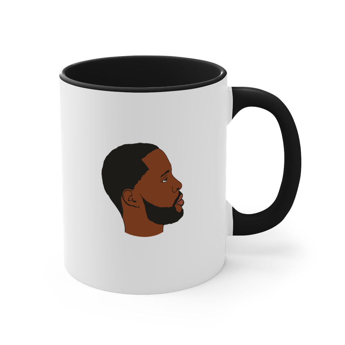 Black man 35# Mug featuring a two-tone design with a colored handle and interior, available in multiple colors and sizes.