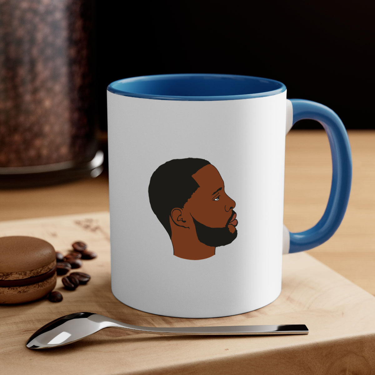 Black man 35# Mug featuring a two-tone design with a colored handle and interior, available in multiple colors and sizes.