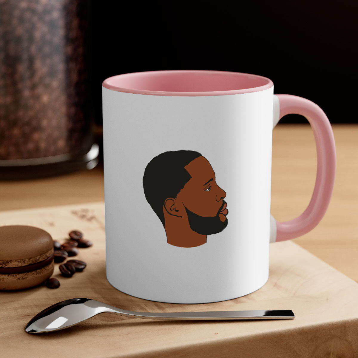 Black man 35# Mug featuring a two-tone design with a colored handle and interior, available in multiple colors and sizes.