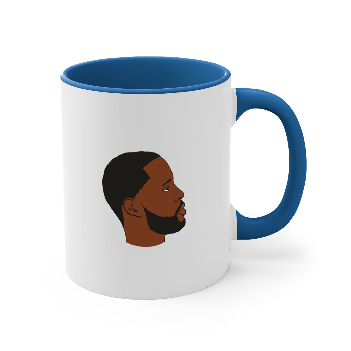 Black man 35# Mug featuring a two-tone design with a colored handle and interior, available in multiple colors and sizes.