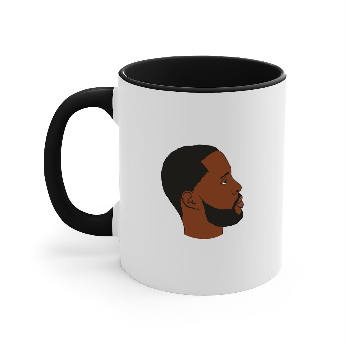 Black man 35# Mug featuring a two-tone design with a colored handle and interior, available in multiple colors and sizes.