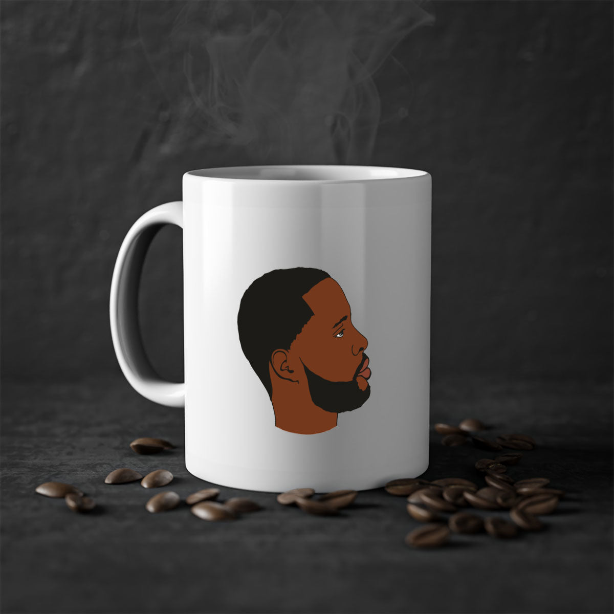 Black man 35# Mug featuring a two-tone design with a colored handle and interior, available in multiple colors and sizes.