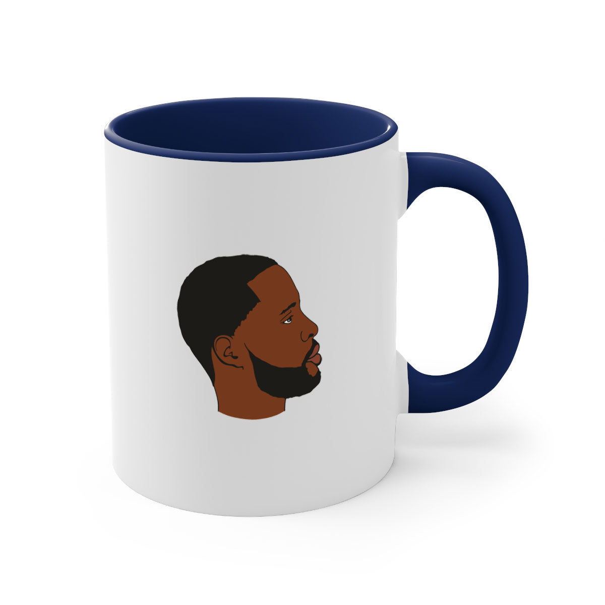 Black man 35# Mug featuring a two-tone design with a colored handle and interior, available in multiple colors and sizes.