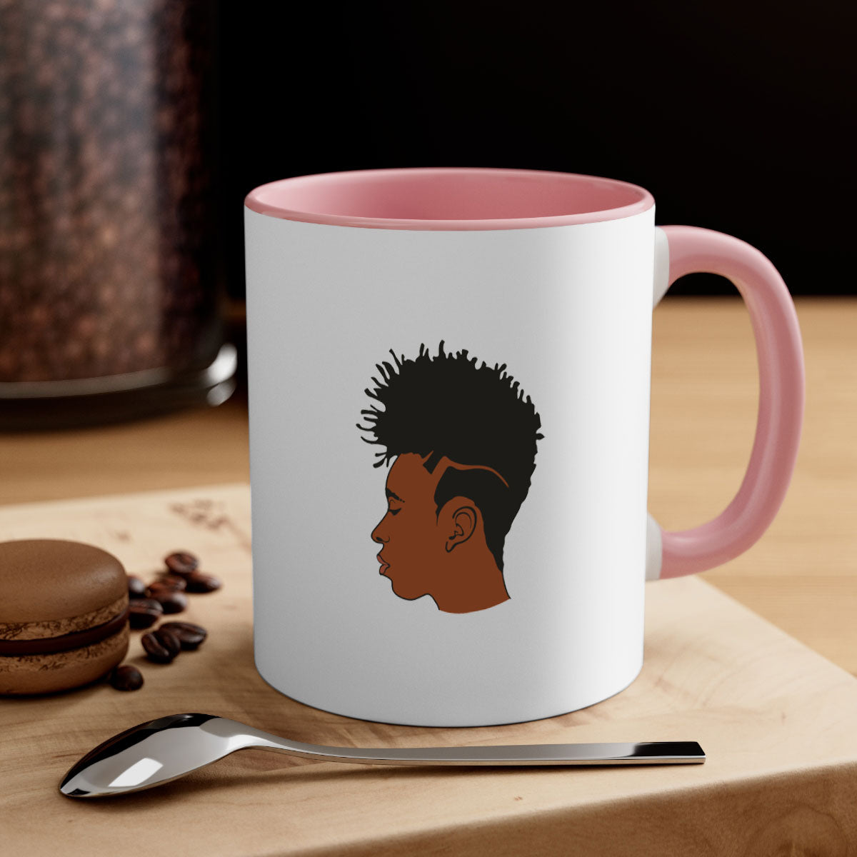 Black man 36# Mug featuring a two-tone design with a colored handle and glossy finish, available in multiple colors.