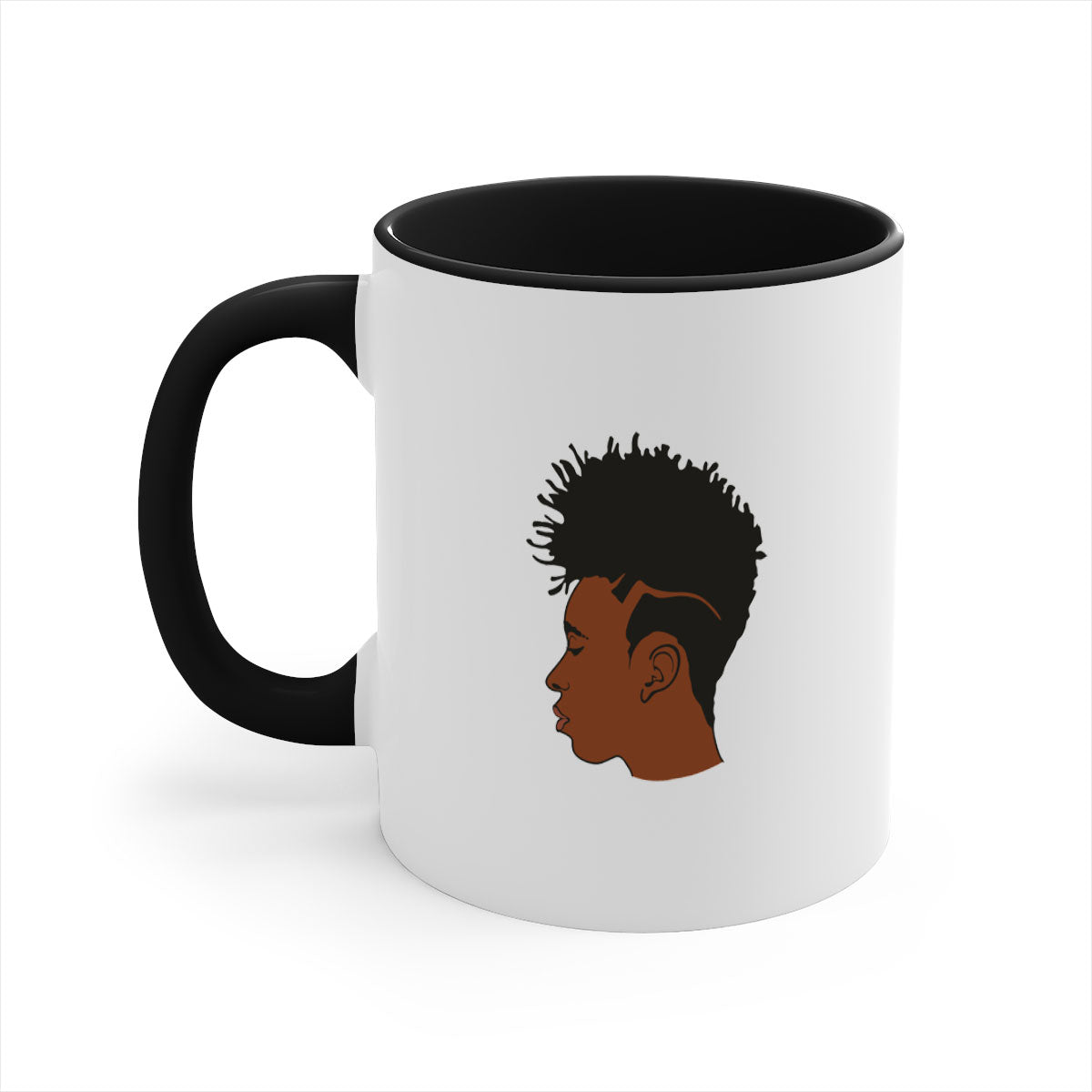 Black man 36# Mug featuring a two-tone design with a colored handle and glossy finish, available in multiple colors.