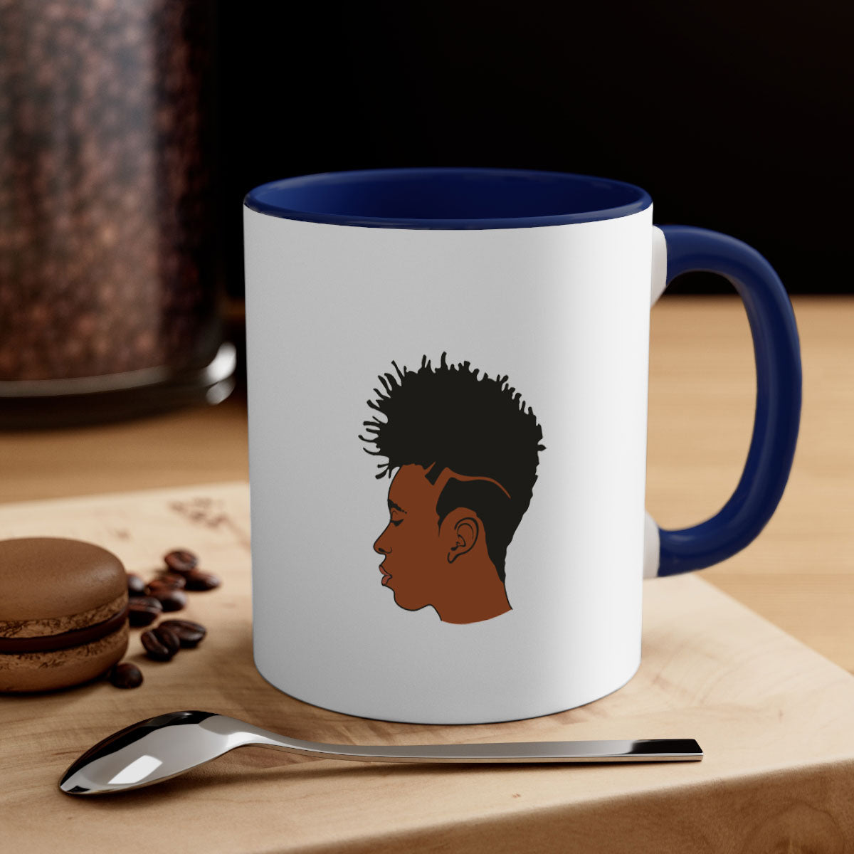 Black man 36# Mug featuring a two-tone design with a colored handle and glossy finish, available in multiple colors.