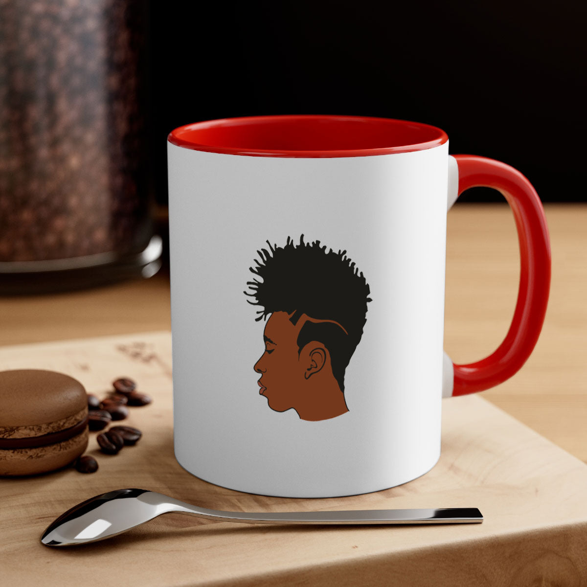 Black man 36# Mug featuring a two-tone design with a colored handle and glossy finish, available in multiple colors.