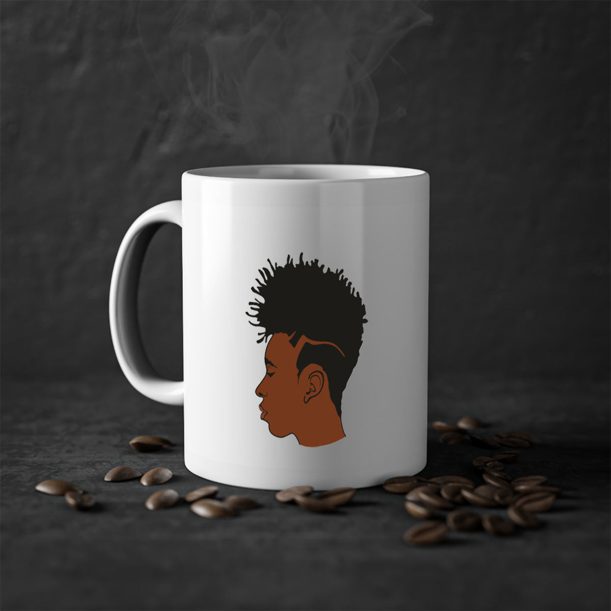 Black man 36# Mug featuring a two-tone design with a colored handle and glossy finish, available in multiple colors.